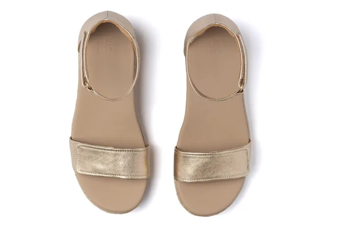 ABEO Footwear Riviera Ankle Sandal Light Gold Leather Women Sandals