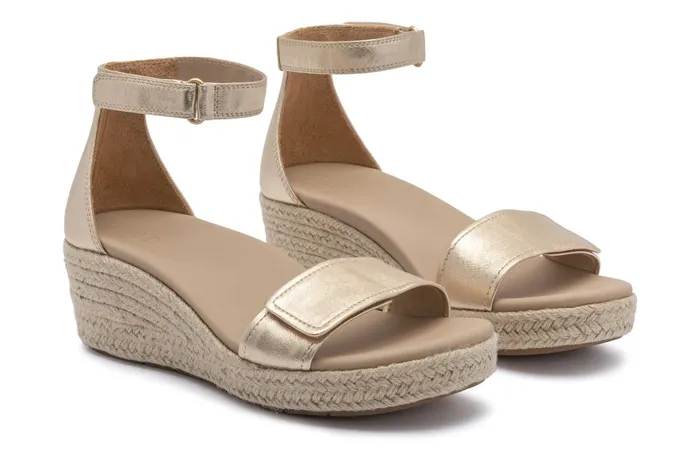 ABEO Footwear Riviera Ankle Sandal Light Gold Leather Women Sandals