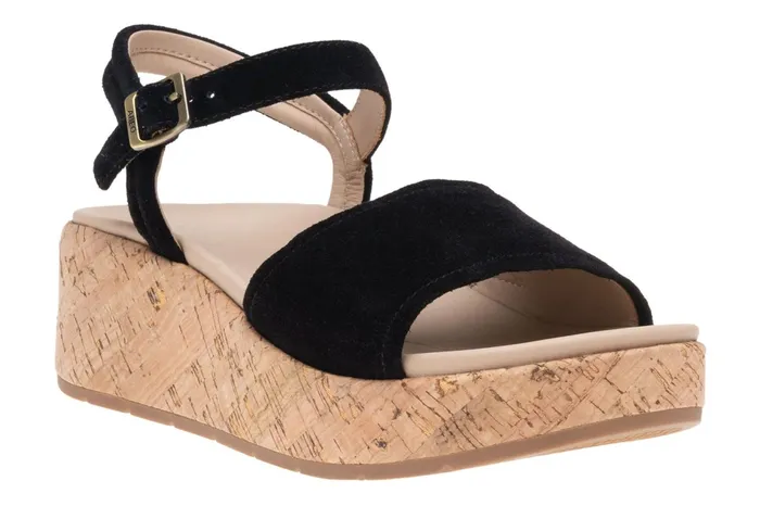 ABEO Footwear Solstice Buckle Sandal Black Suede Women Sandals