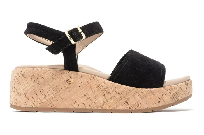 ABEO Footwear Solstice Buckle Sandal Black Suede Women Sandals