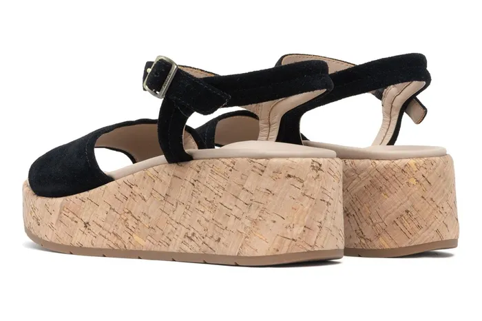 ABEO Footwear Solstice Buckle Sandal Black Suede Women Sandals