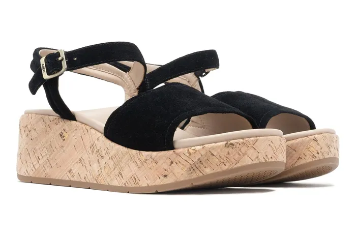 ABEO Footwear Solstice Buckle Sandal Black Suede Women Sandals