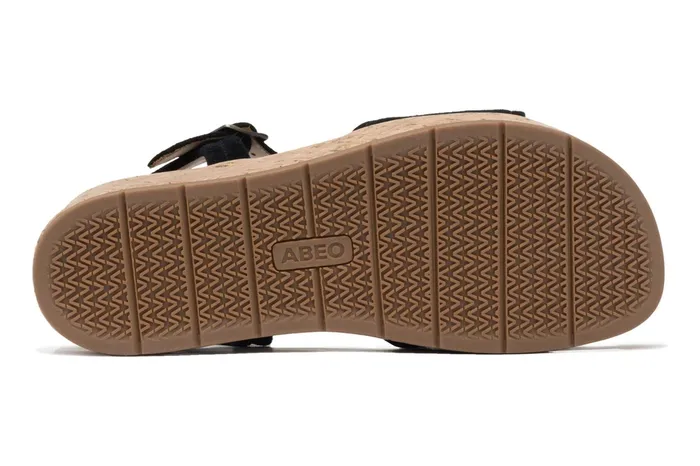 ABEO Footwear Solstice Buckle Sandal Black Suede Women Sandals