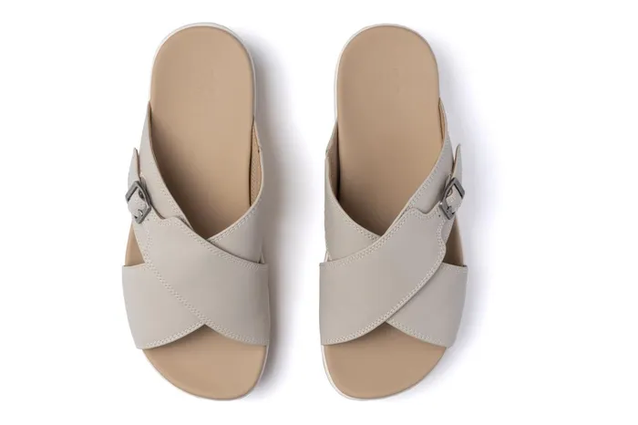 ABEO Footwear Solstice Cross Slide Beige Women Sandals