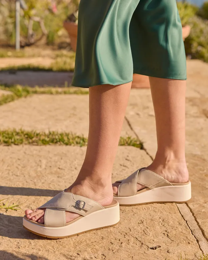 ABEO Footwear Solstice Cross Slide Beige Women Sandals
