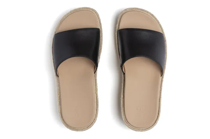 ABEO Footwear Solstice Slide Black Leather Women Sandals