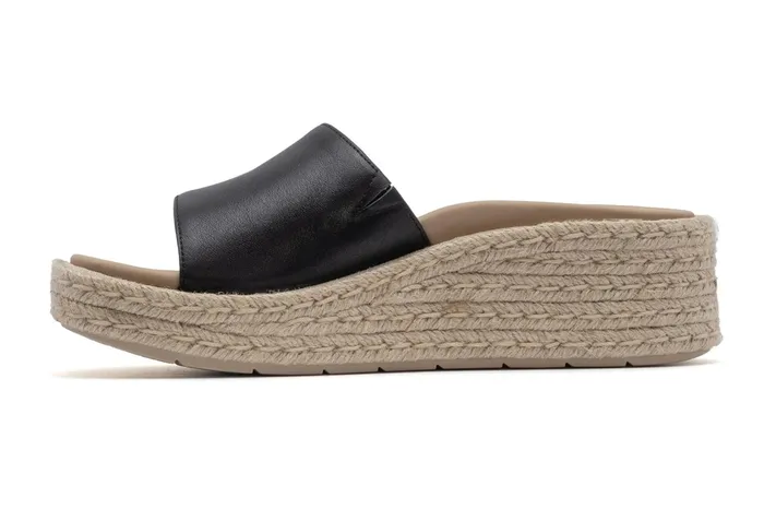 ABEO Footwear Solstice Slide Black Leather Women Sandals