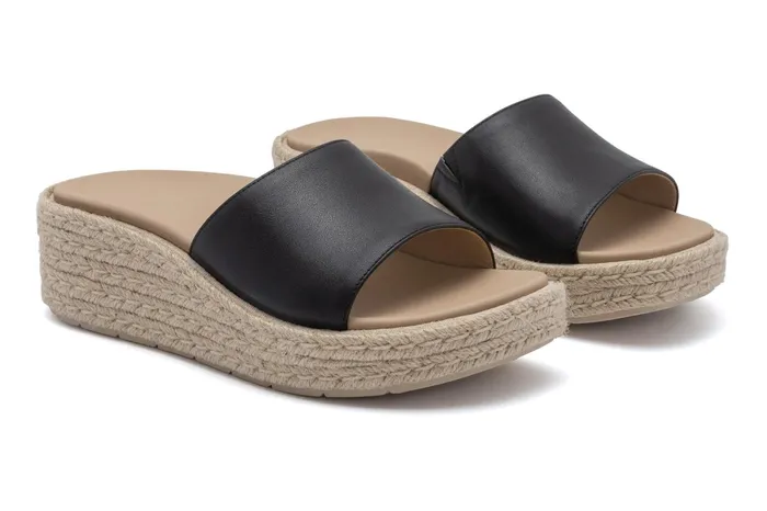 ABEO Footwear Solstice Slide Black Leather Women Sandals