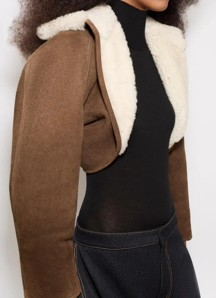 Alaa Coats and Jackets CARDI JACKET IN SHEARLING Whitebrown 8211 Women Alaa Coats and Jackets CARDI JACKET IN SHEARLING Whitebrown 8211 Women