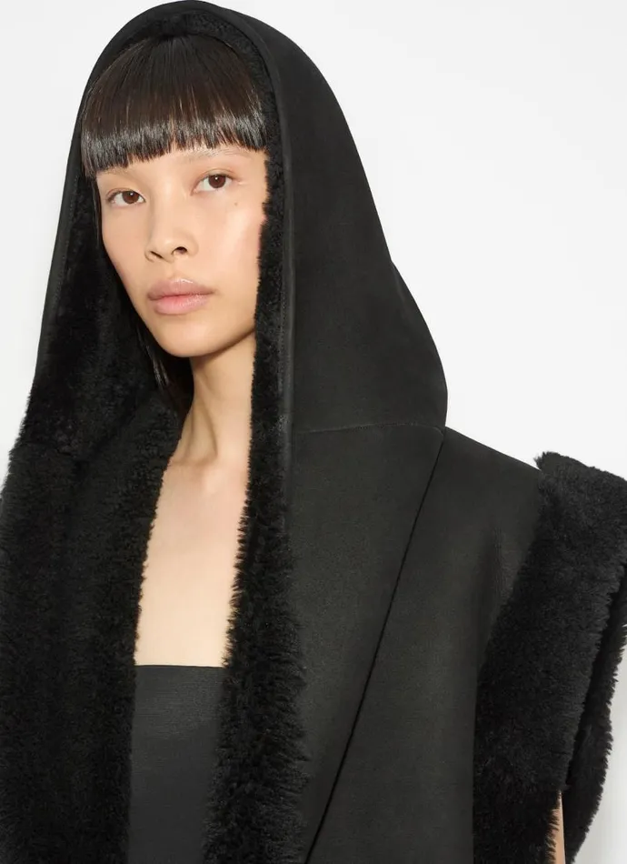 Alaa Coats and Jackets SHEARLING HOODED VEST Black 8211 Women Alaa Coats and Jackets SHEARLING HOODED VEST Black 8211 Women