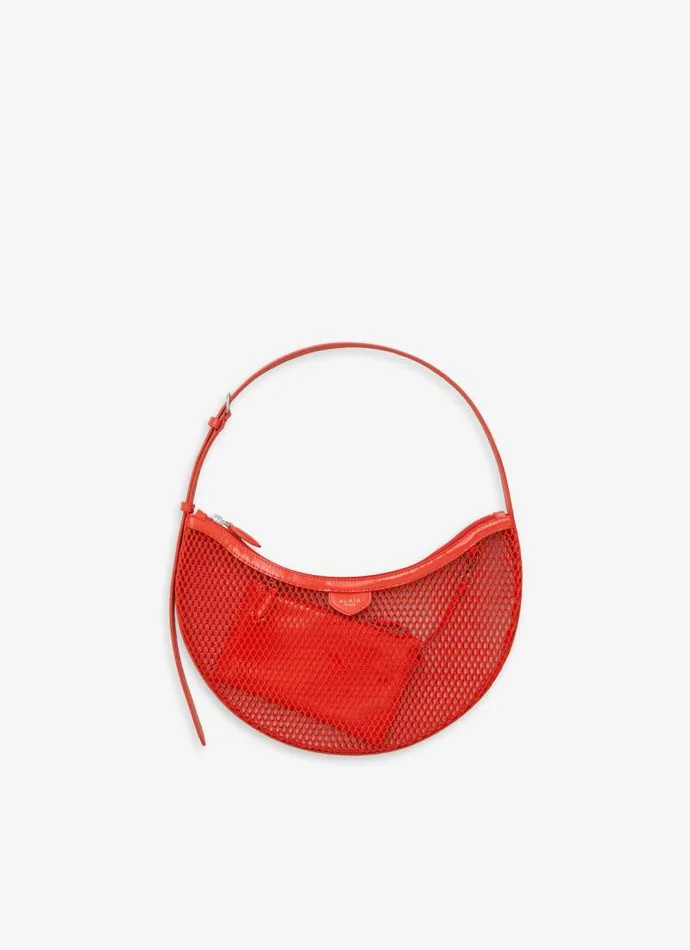 Alaa CrossBody Bags ONE PIECE DEMI LUNE BAG IN FISHNET Orange 8211 Women