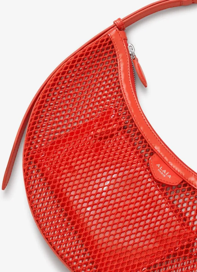 Alaa CrossBody Bags ONE PIECE DEMI LUNE BAG IN FISHNET Orange 8211 Women Alaa CrossBody Bags ONE PIECE DEMI LUNE BAG IN FISHNET Orange 8211 Women