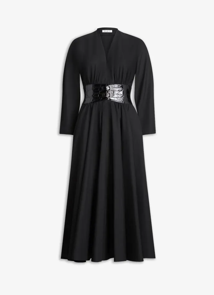 Alaa Dresses POPLIN CROSS BELT DRESS Black 8211 Women