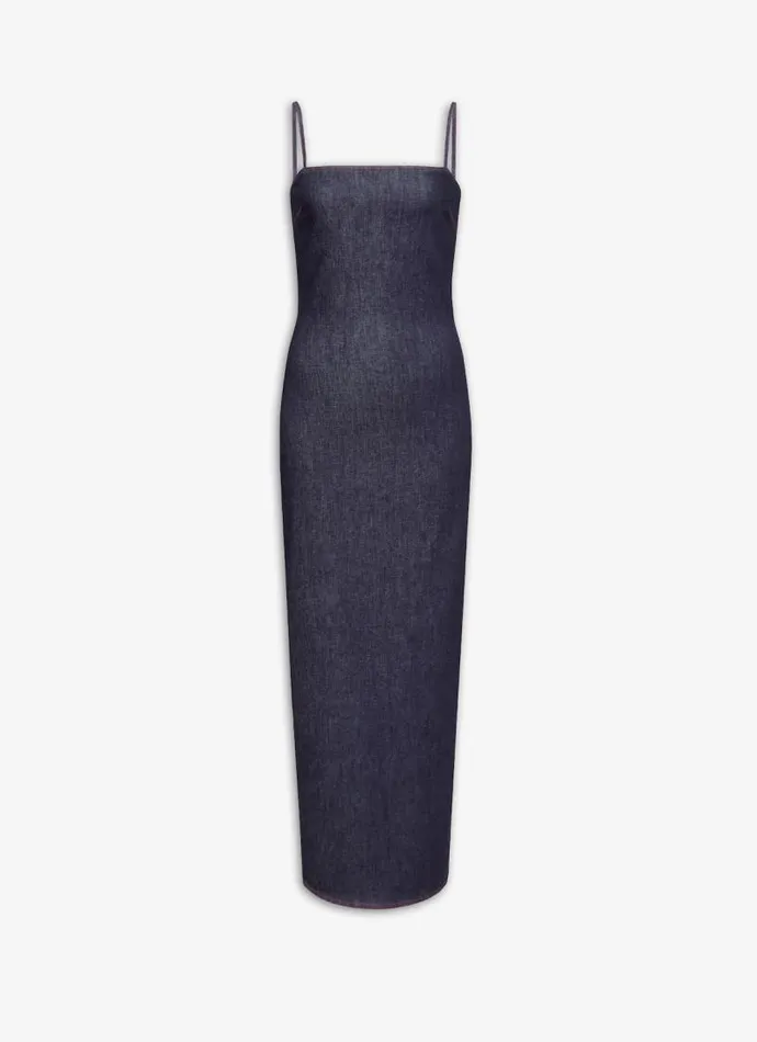 Alaa Dresses SPAGHETTI STRAPS DRESS IN STRETCH DENIM Dark Blue 8211 Women