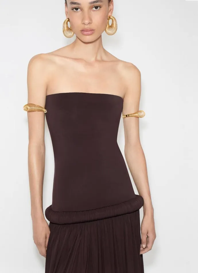 Alaa Dresses STRAPLESS DRESS IN SUPPLE JERSEY Mahogany 8211 Women Alaa Dresses STRAPLESS DRESS IN SUPPLE JERSEY Mahogany 8211 Women