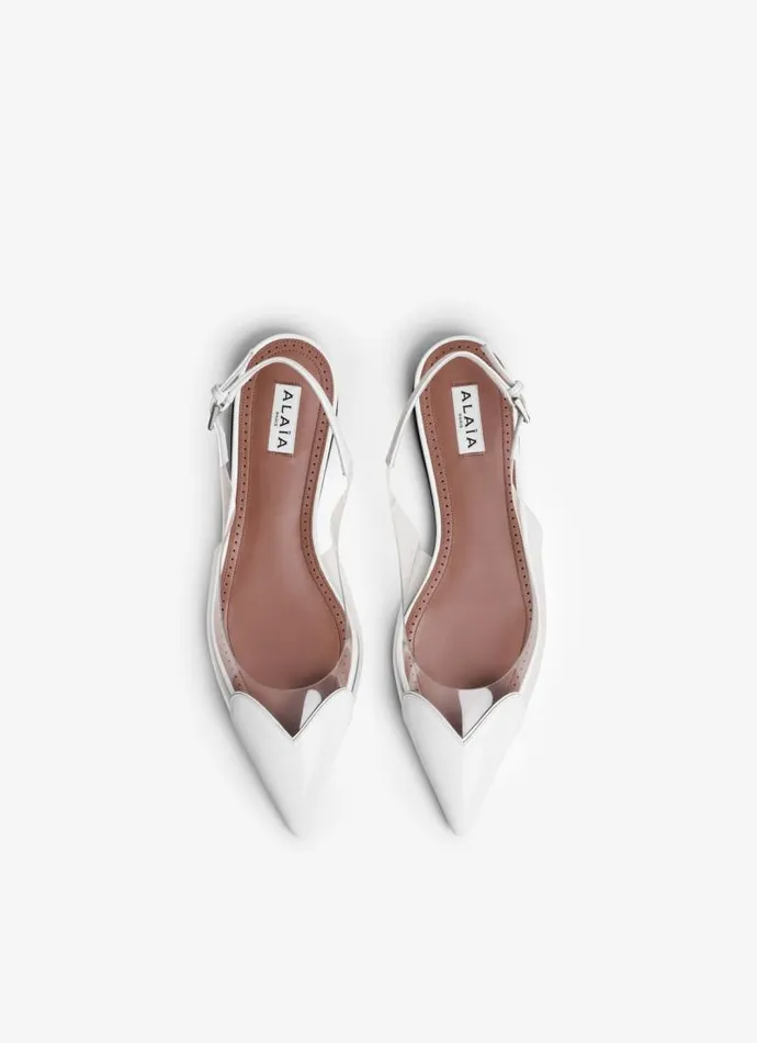 Alaa Flat Shoes LE CUR FLAT SLINGBACKS IN PATENT CALFSKIN White 8211 Women Alaa Flat Shoes LE CUR FLAT SLINGBACKS IN PATENT CALFSKIN White 8211 Women
