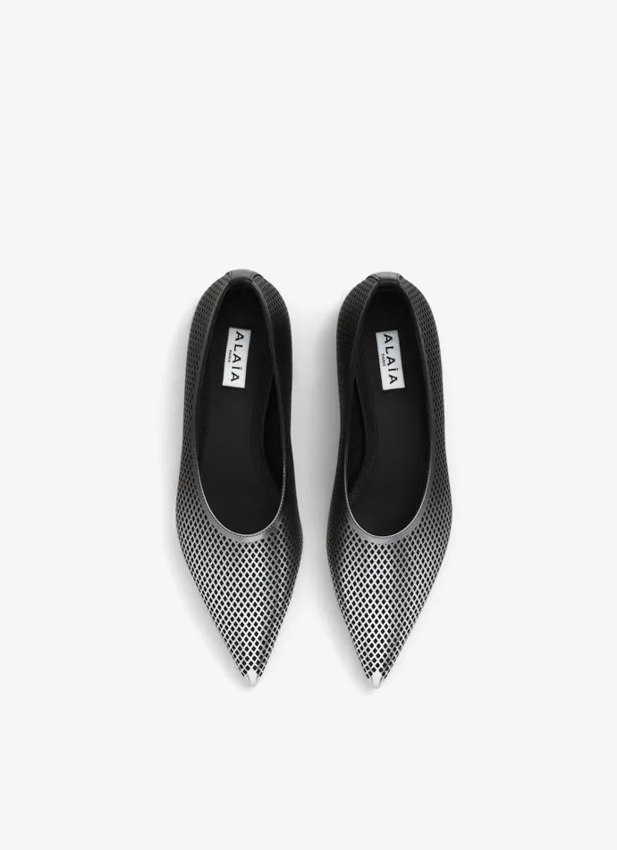 Alaa Flat Shoes MESH FLATS IN DGRAD MESH CALFSKIN Blacksilver 8211 Women