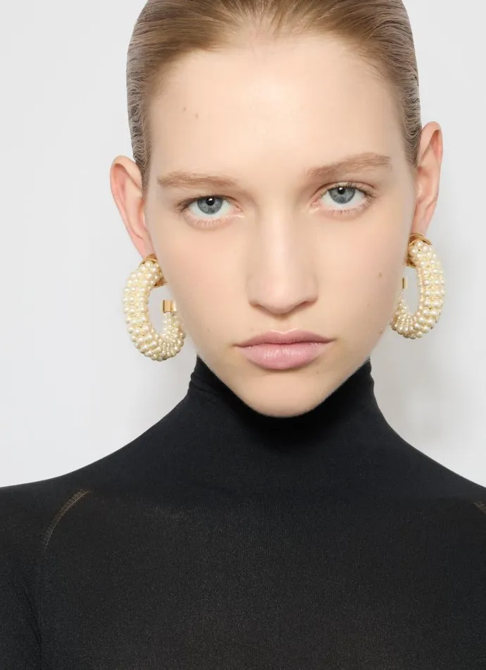 Alaa Jewels GRAPHIC PEARL HOOP EARRINGS White 8211 Women