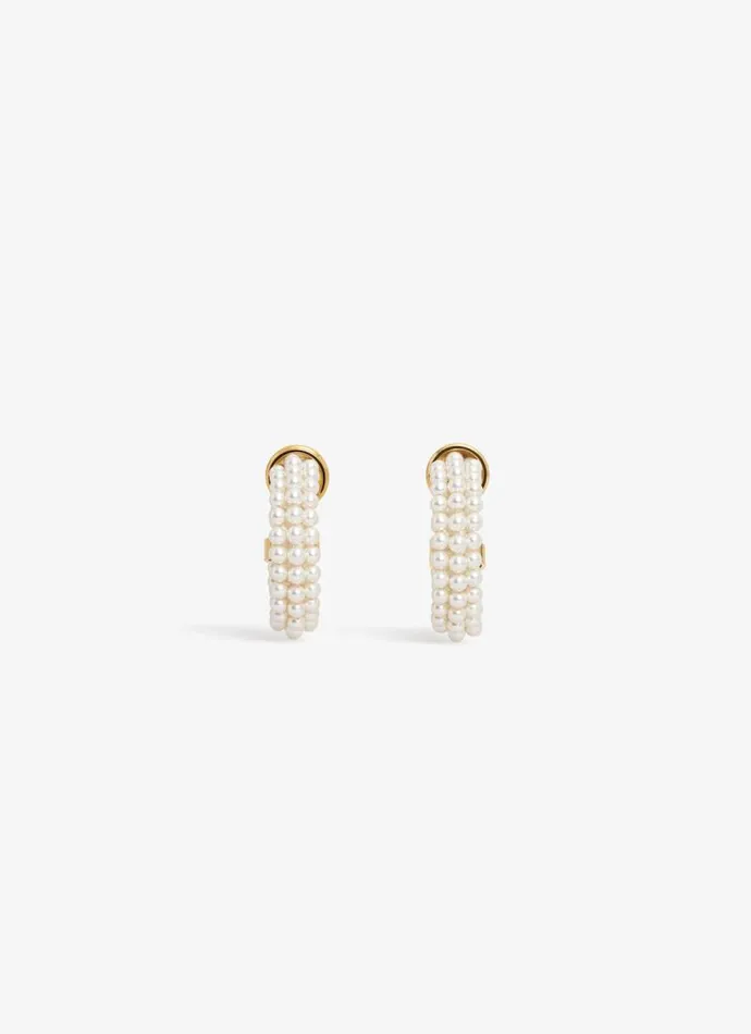 Alaa Jewels GRAPHIC PEARL HOOP EARRINGS White 8211 Women