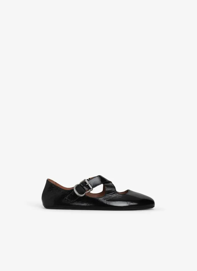 Alaa La Ballerine CRISS CROSS BALLET FLATS IN PATENT CALFSKIN Black 8211 Women