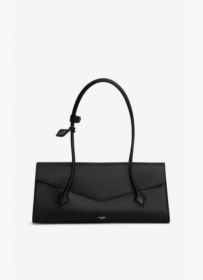 Alaa Le Teckel LE TECKEL FLAP TOTE BAG IN SHINY GRAINED CALFSKIN Black 8211 Women