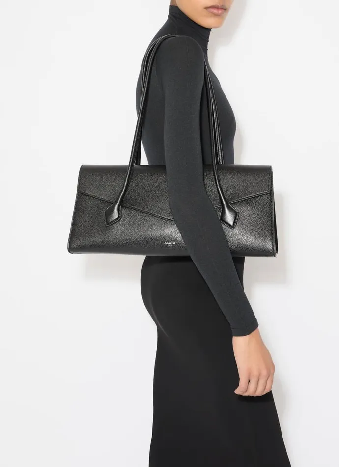 Alaa Le Teckel LE TECKEL FLAP TOTE BAG IN SHINY GRAINED CALFSKIN Black 8211 Women Alaa Le Teckel LE TECKEL FLAP TOTE BAG IN SHINY GRAINED CALFSKIN Black 8211 Women