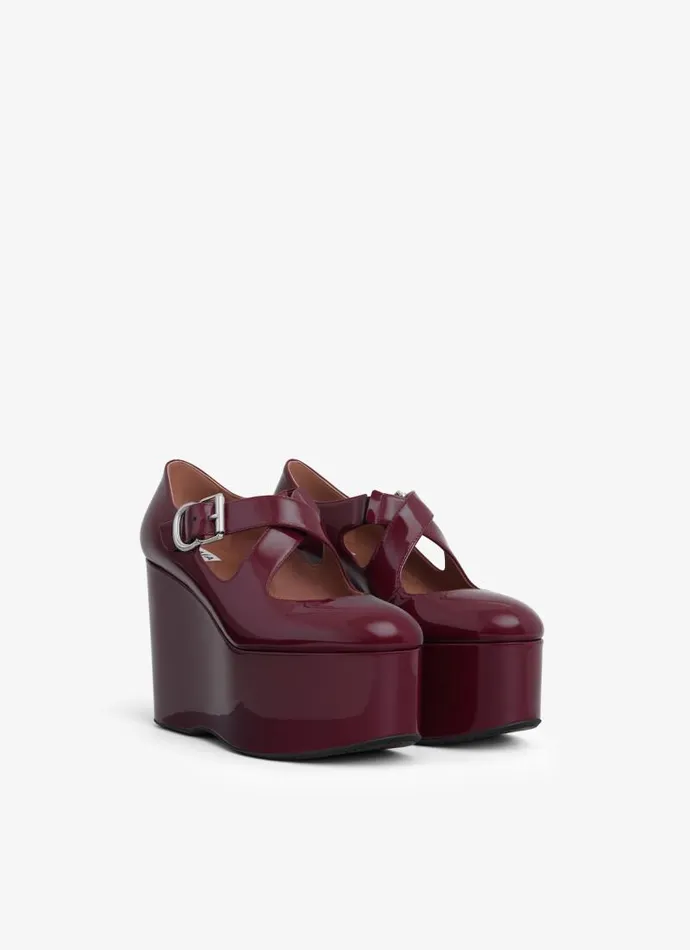 Alaa Sandals CRISS CROSS WEDGES IN PATENT CALFSKIN Red 8211 Women