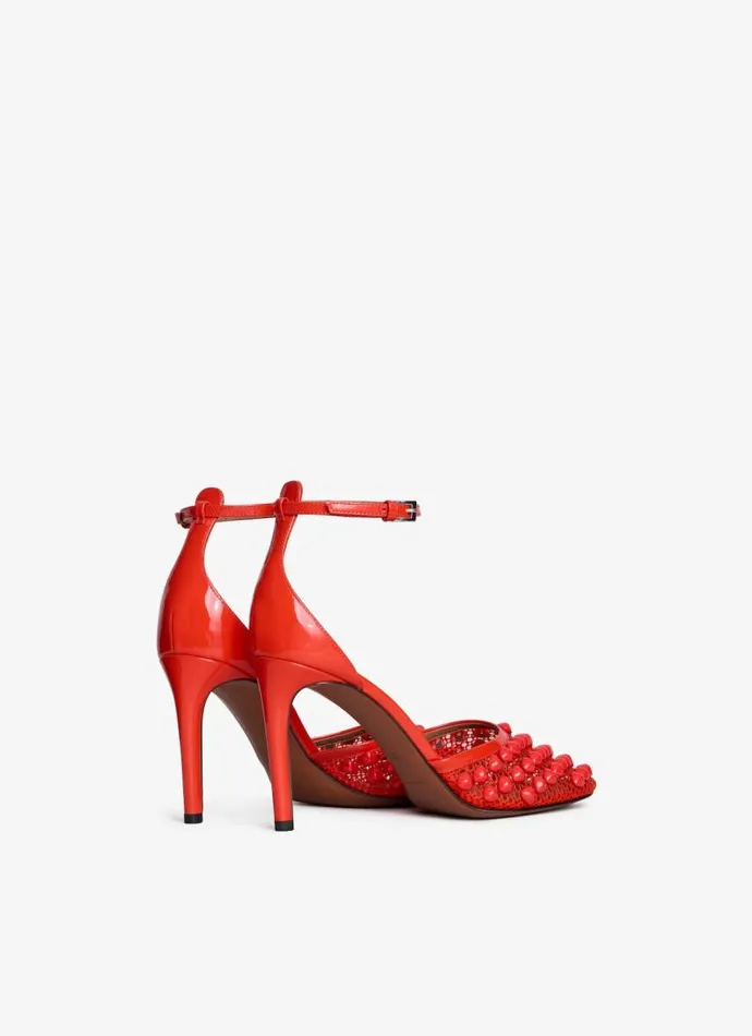 Alaa Sandals HIGH FISHNET PUMPS WITH STUDS Orange 8211 Women Alaa Sandals HIGH FISHNET PUMPS WITH STUDS Orange 8211 Women