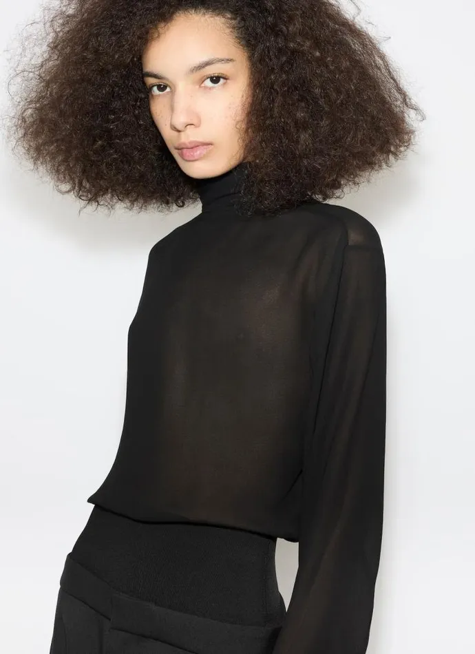 Alaa Tops and Shirts GEORGETTE SCARF BLOUSE Black 8211 Women Alaa Tops and Shirts GEORGETTE SCARF BLOUSE Black 8211 Women