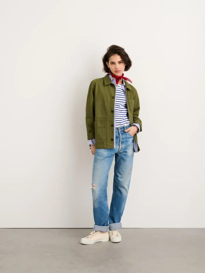 Alex Mill Jackets Outerwear Britt Work Jacket In Recycled Denim Army Olive 8211 Women
