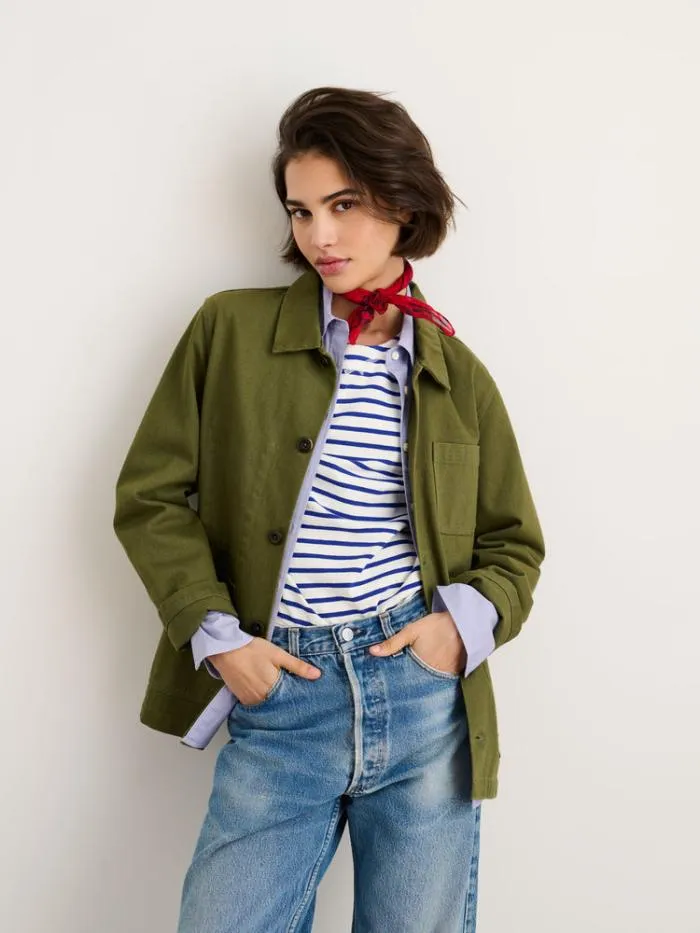 Alex Mill Jackets Outerwear Britt Work Jacket In Recycled Denim Army Olive 8211 Women
