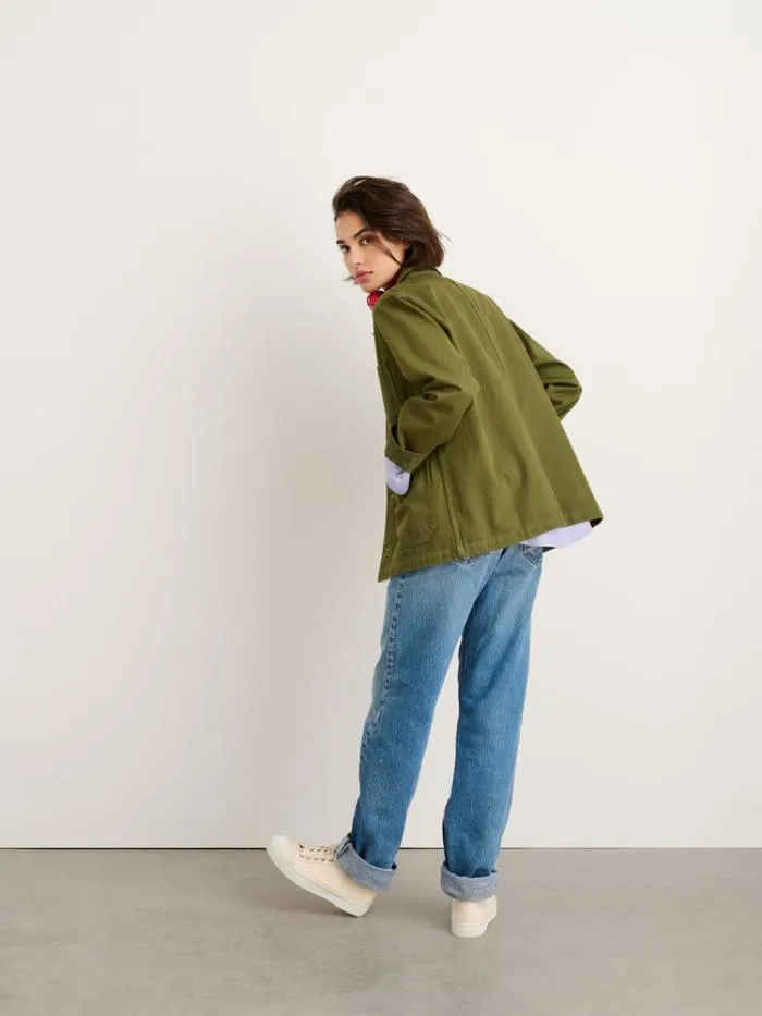 Alex Mill Jackets Outerwear Britt Work Jacket In Recycled Denim Army Olive 8211 Women