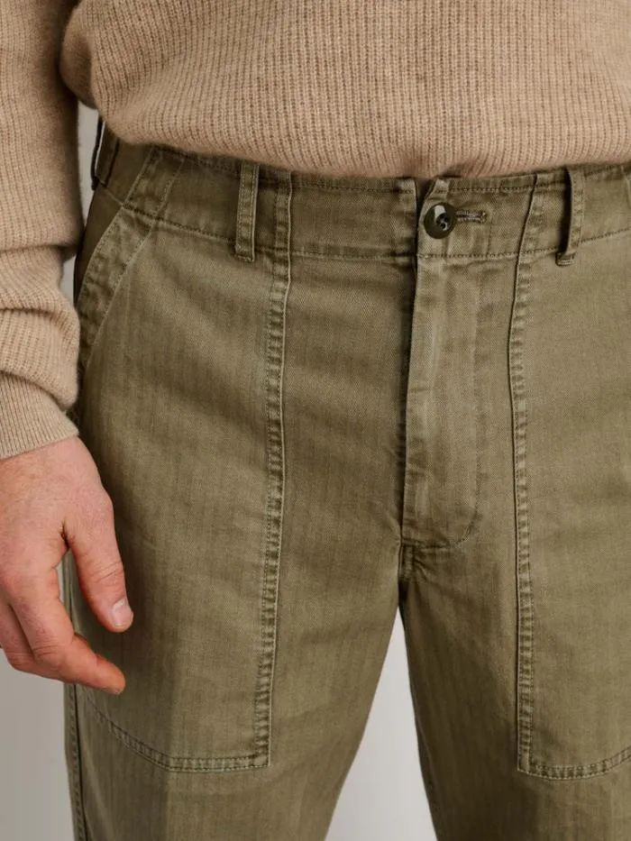 Alex Mill Pants Field Pant In Herringbone Vintage Olive 8211 Men
