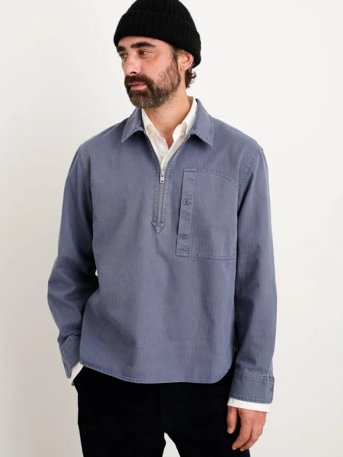 Alex Mill Shirts Ryder Popover In Cotton Herringbone Storm Blue 8211 Men