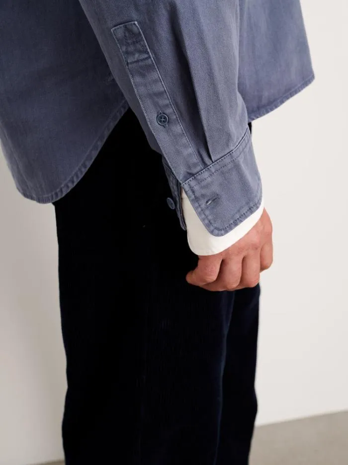 Alex Mill Shirts Ryder Popover In Cotton Herringbone Storm Blue 8211 Men