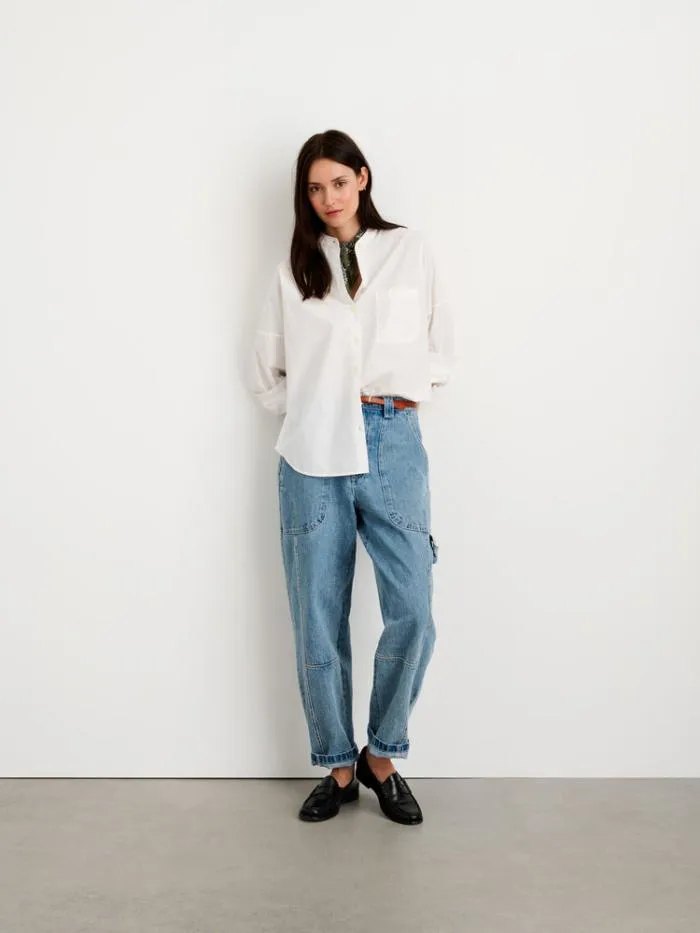 Alex Mill Shirts Tops Jo Collarless Shirt In Paper Poplin 8211 Women