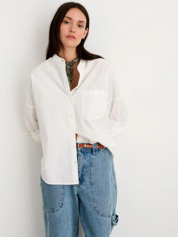 Alex Mill Shirts Tops Jo Collarless Shirt In Paper Poplin 8211 Women