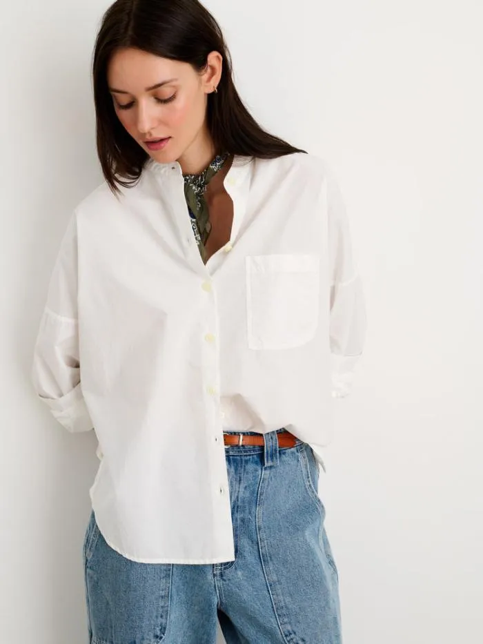 Alex Mill Shirts Tops Jo Collarless Shirt In Paper Poplin 8211 Women
