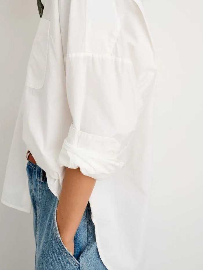 Alex Mill Shirts Tops Jo Collarless Shirt In Paper Poplin 8211 Women
