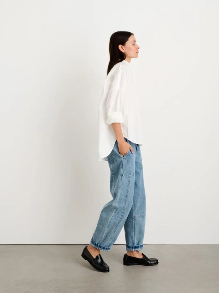 Alex Mill Shirts Tops Jo Collarless Shirt In Paper Poplin 8211 Women