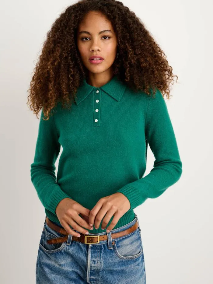 Alex Mill Sweaters Alice Polo In Cashmere Kelly Green 8211 Women