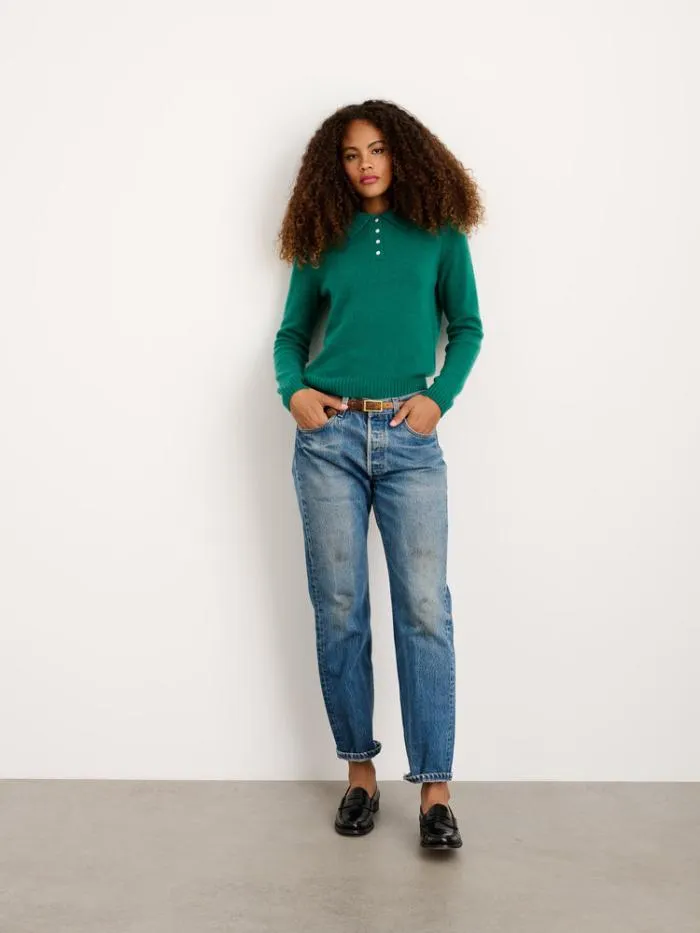 Alex Mill Sweaters Alice Polo In Cashmere Kelly Green 8211 Women