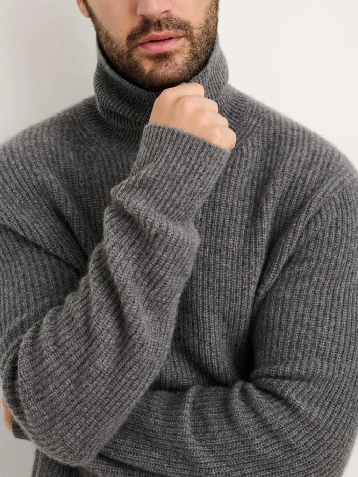 Alex Mill Sweaters Sweatshirts Judd Ribbed Turtleneck In Washed Cashmere Heather Pewter 8211 Men