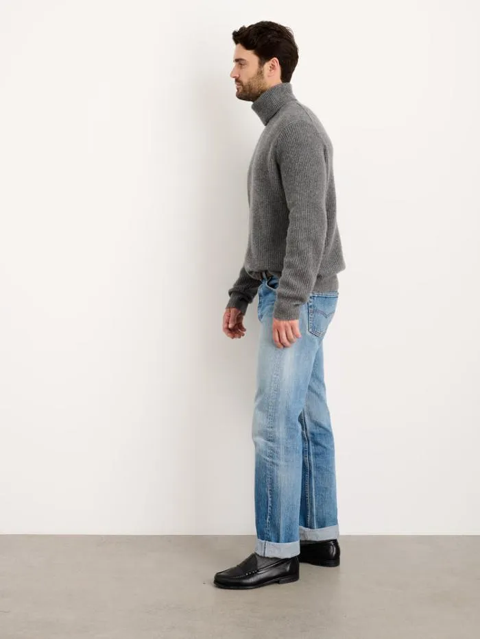 Alex Mill Sweaters Sweatshirts Judd Ribbed Turtleneck In Washed Cashmere Heather Pewter 8211 Men