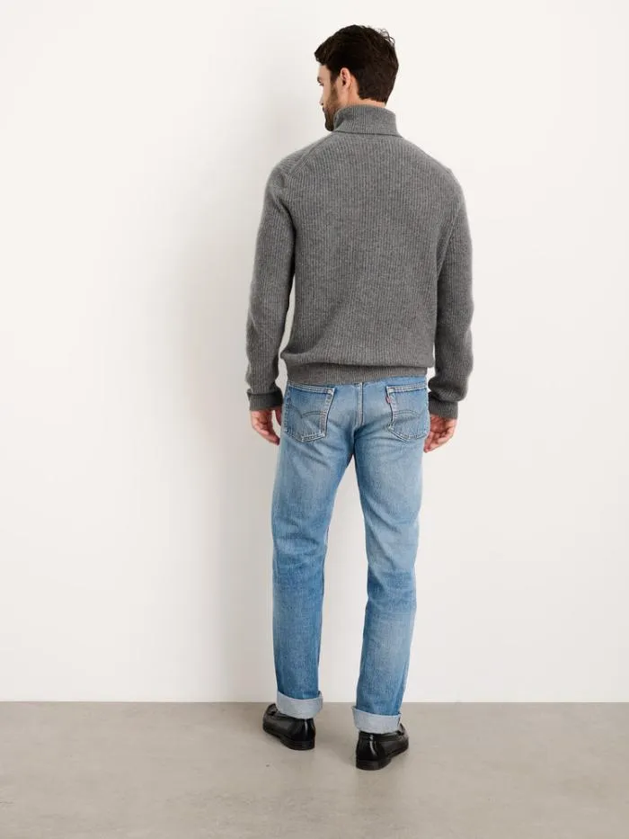 Alex Mill Sweaters Sweatshirts Judd Ribbed Turtleneck In Washed Cashmere Heather Pewter 8211 Men