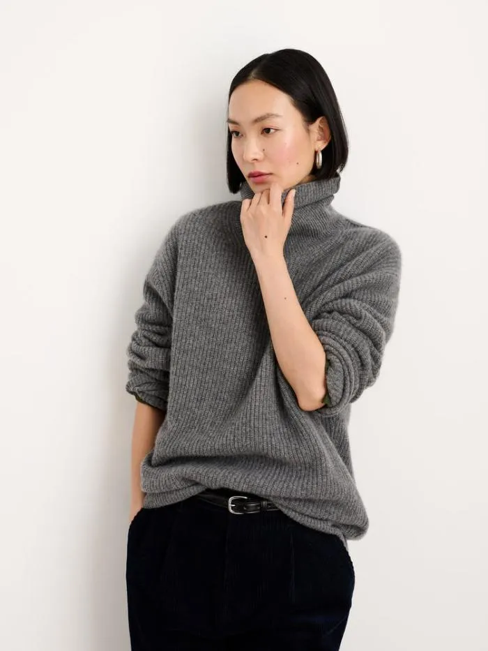 Alex Mill Sweaters Sweatshirts Judd Ribbed Turtleneck In Washed Cashmere Heather Pewter 8211 Men