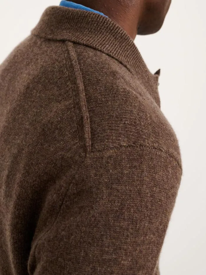 Alex Mill Sweaters Sweatshirts Polo Sweater In Washed Cashmere Heather Chocolate 8211 Men