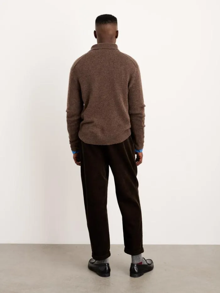 Alex Mill Sweaters Sweatshirts Polo Sweater In Washed Cashmere Heather Chocolate 8211 Men