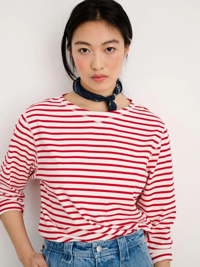 Alex Mill Tees Tanks Beachside Tee In Stripe Whitered 8211 Women