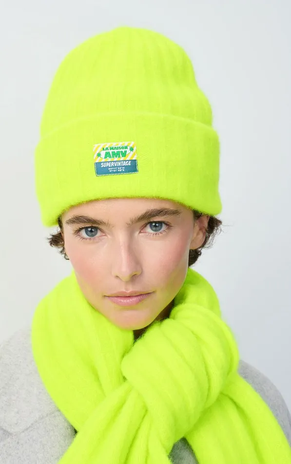 American Vintage Beanies and Caps WomenMen Beanie Vitow Fluorescent Yellow Melange